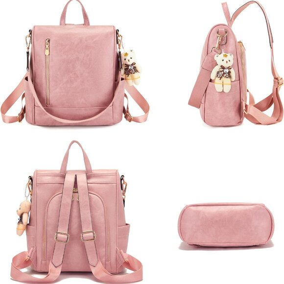 Luxury Vegan Leather 3-Piece Backpack Purse Set - Travel Stylishly and Securely - Picture 3 of 7